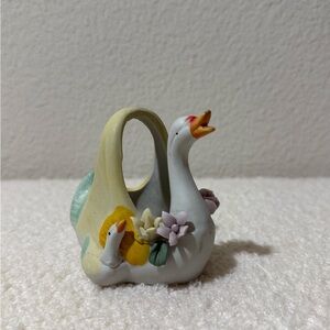 Vintage Goose Basket Figurine Cottage Farmhouse Decor charming goose